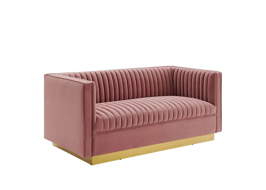 Sanguine Vertical Channel Tufted Performance Velvet Loveseat