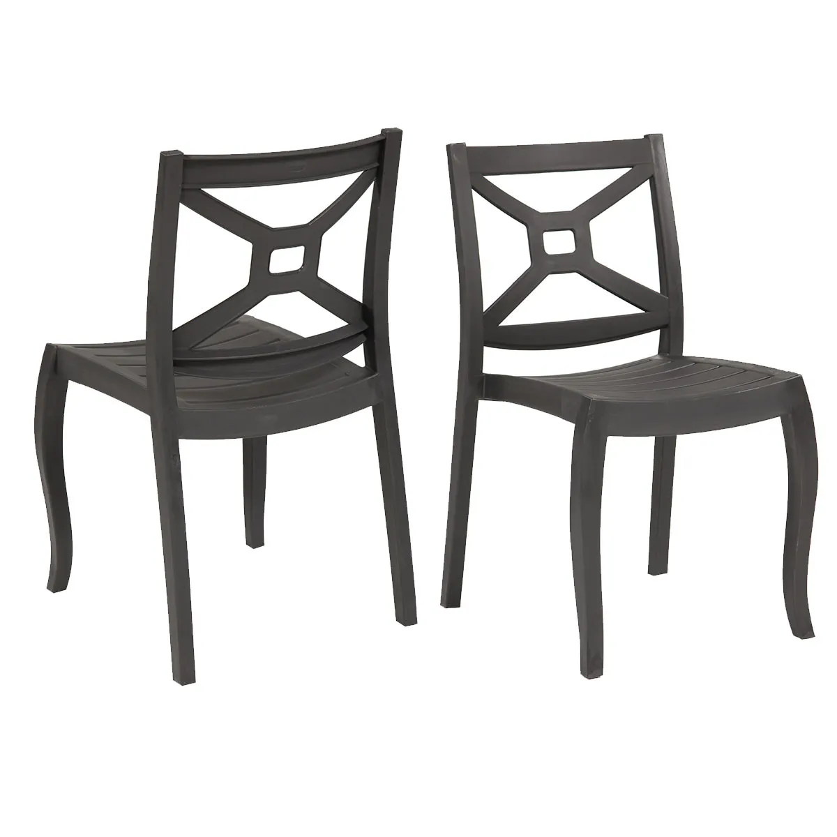 Zeus Set of 4 Stackable Side Chair-Anthracite