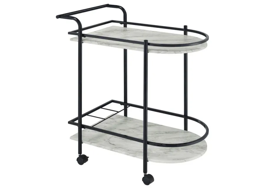 Desiree 2-tier Bar Cart with Casters Black