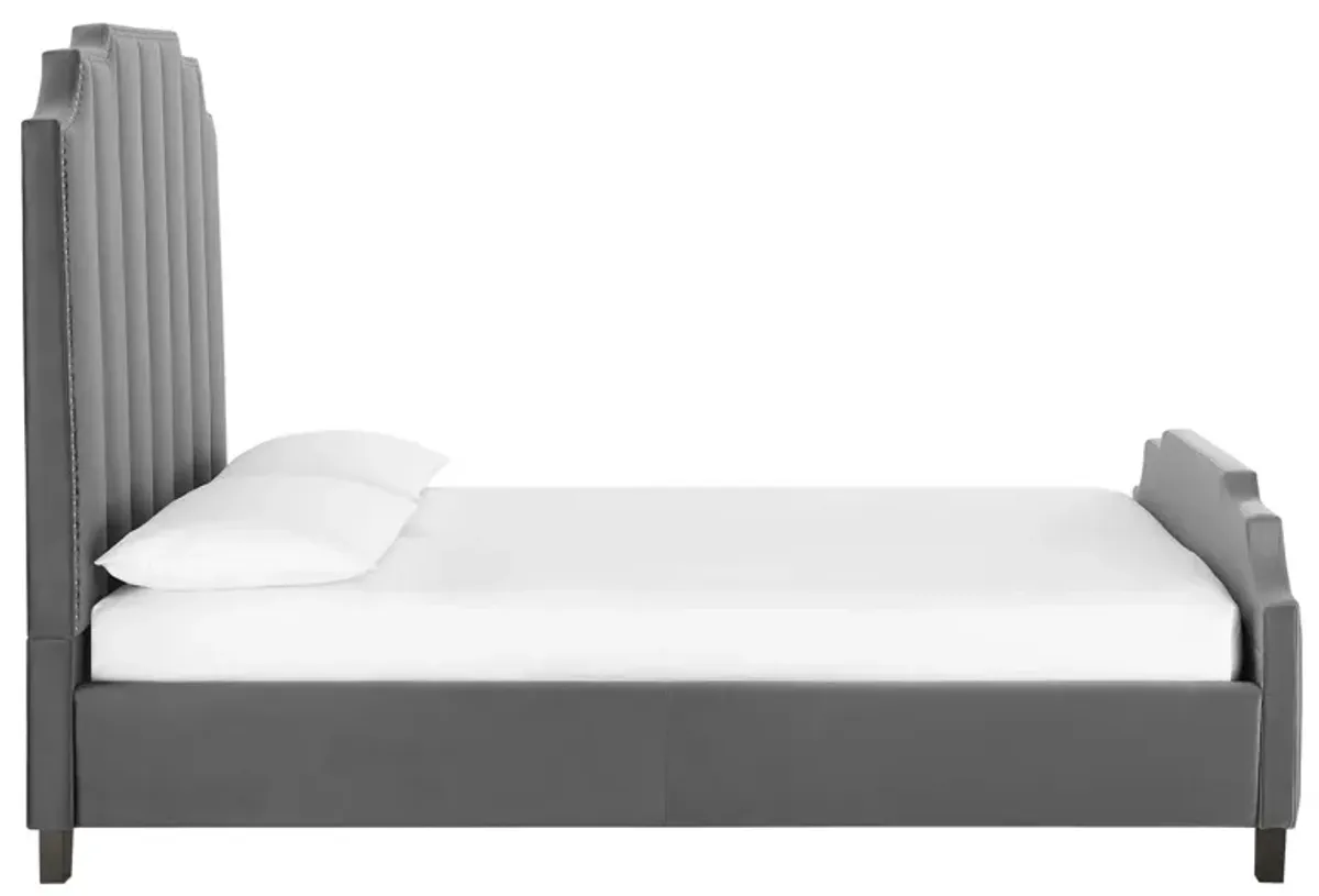 Lucille Queen Performance Velvet Platform Bed