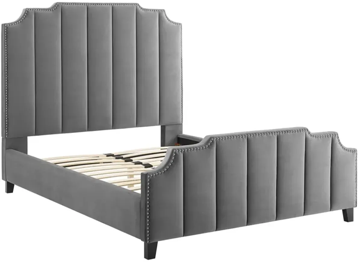 Lucille Queen Performance Velvet Platform Bed