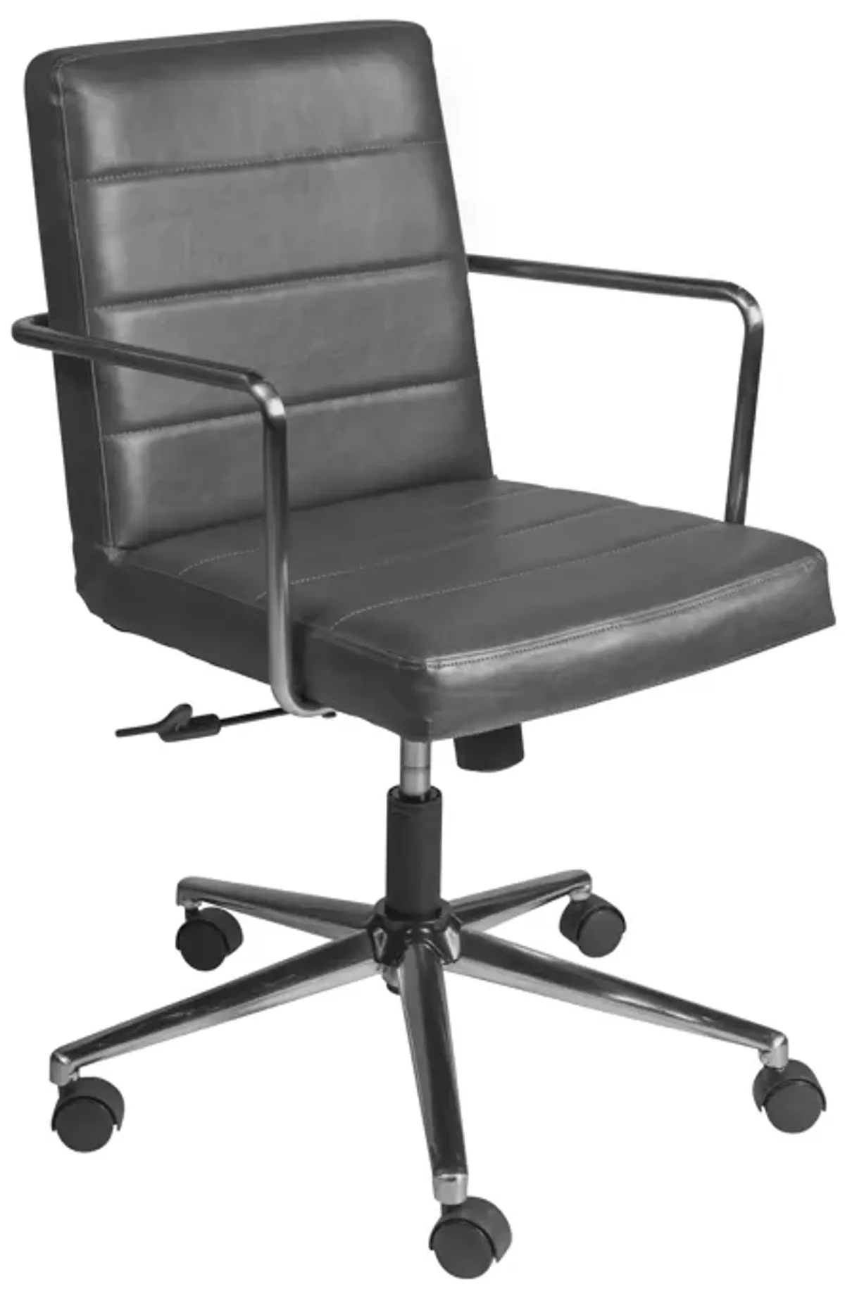 Leander Low Back Office Chair in Gray with Brushed Nickel Base