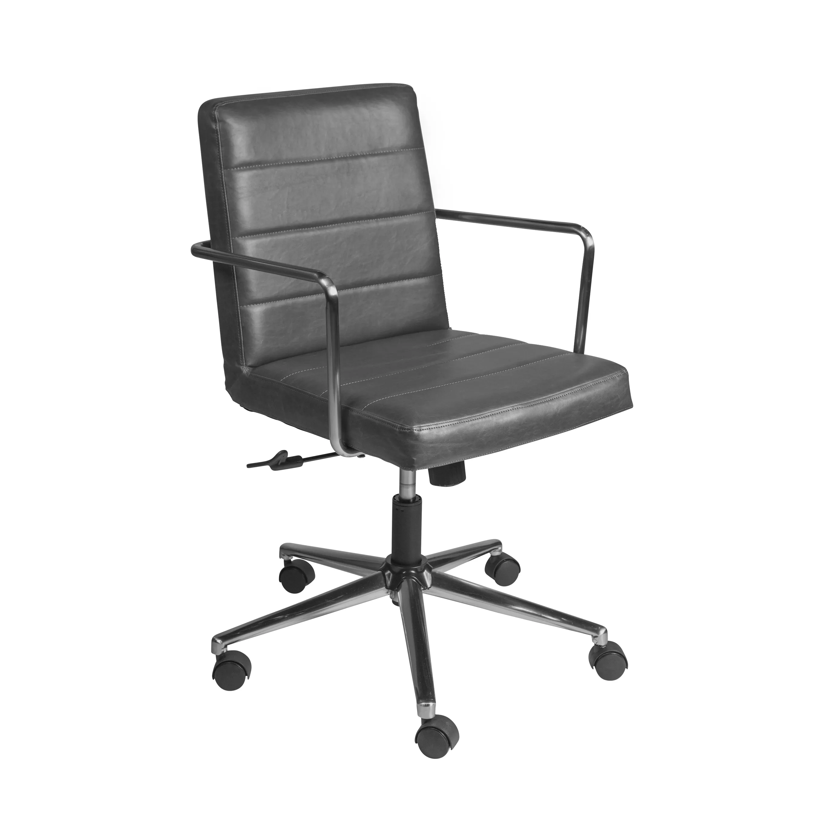 Leander Low Back Office Chair in Gray with Brushed Nickel Base