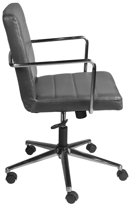 Leander Low Back Office Chair in Gray with Brushed Nickel Base