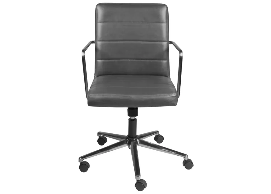 Leander Low Back Office Chair in Gray with Brushed Nickel Base