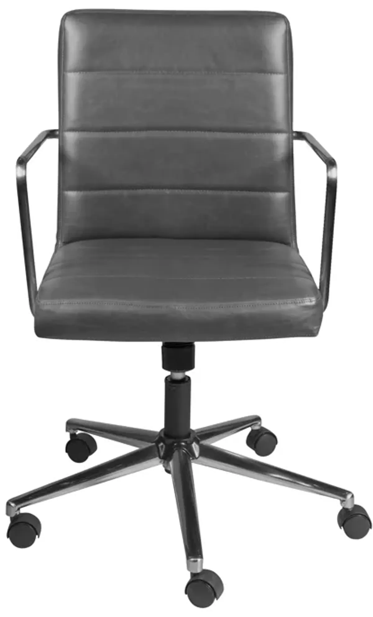 Leander Low Back Office Chair in Gray with Brushed Nickel Base