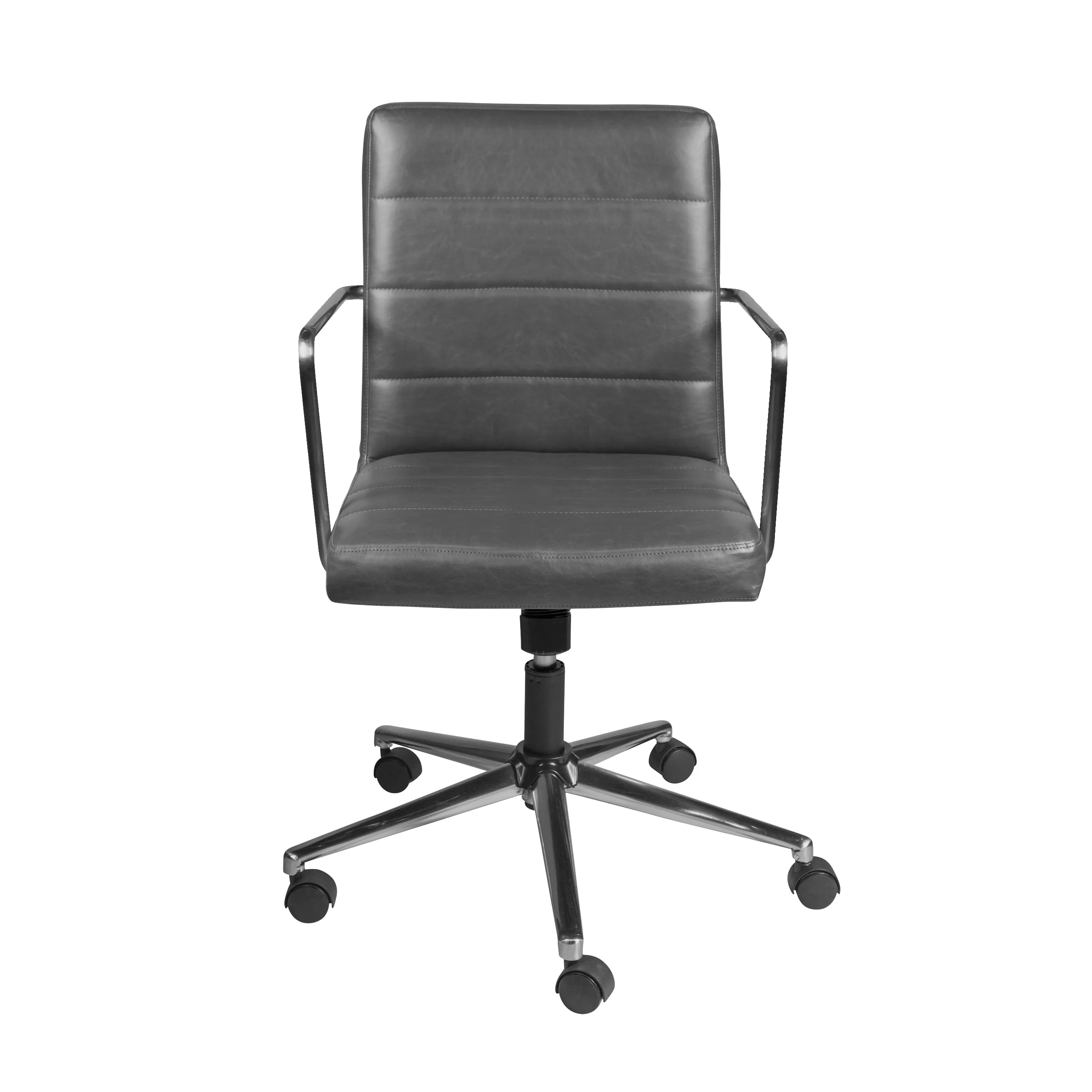 Leander Low Back Office Chair in Gray with Brushed Nickel Base