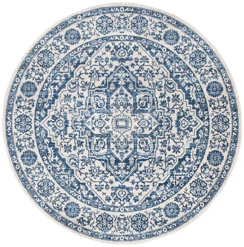 Brentwood 832 Navy / Light Grey 5' X 5' Round Round Powerloomed Rug