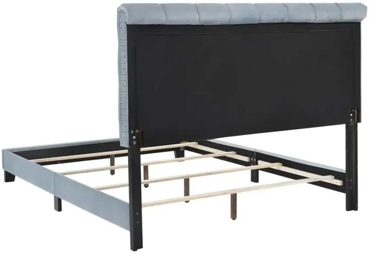 Warner Eastern King Upholstered Bed Slate Blue