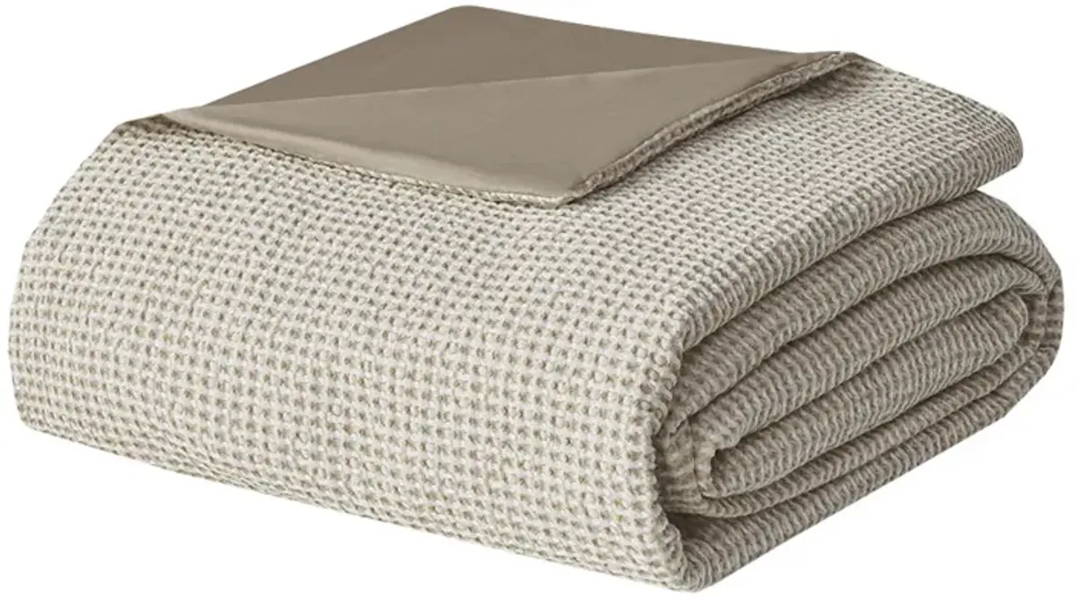 Clean Spaces Mara Taupe 3 Piece Cotton and Rayon from Bamboo Blend Waffle Weave Duvet Cover Set