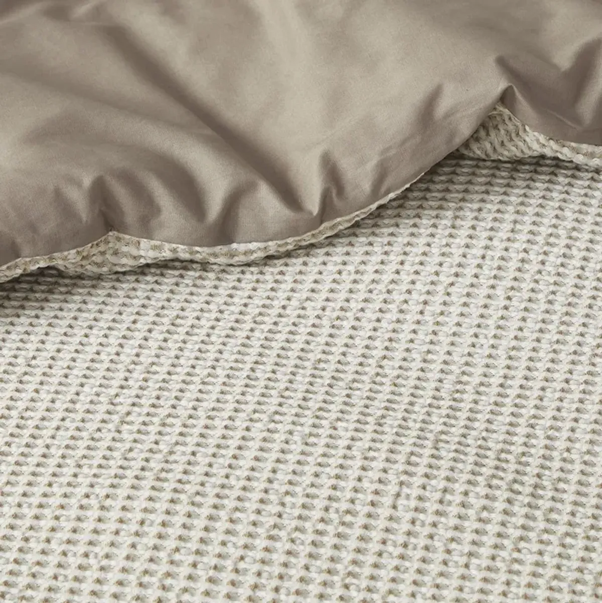 Clean Spaces Mara Taupe 3 Piece Cotton and Rayon from Bamboo Blend Waffle Weave Duvet Cover Set