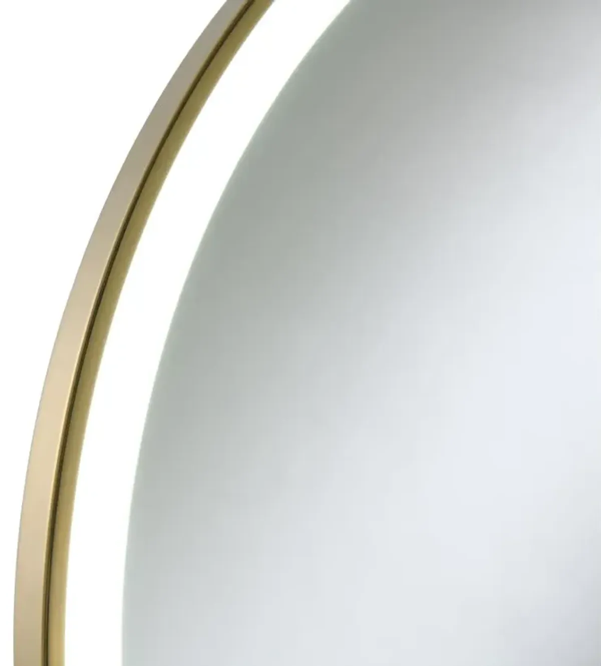 Jocelyn Round Table Top LED Vanity Mirror White Marble Base Gold Frame