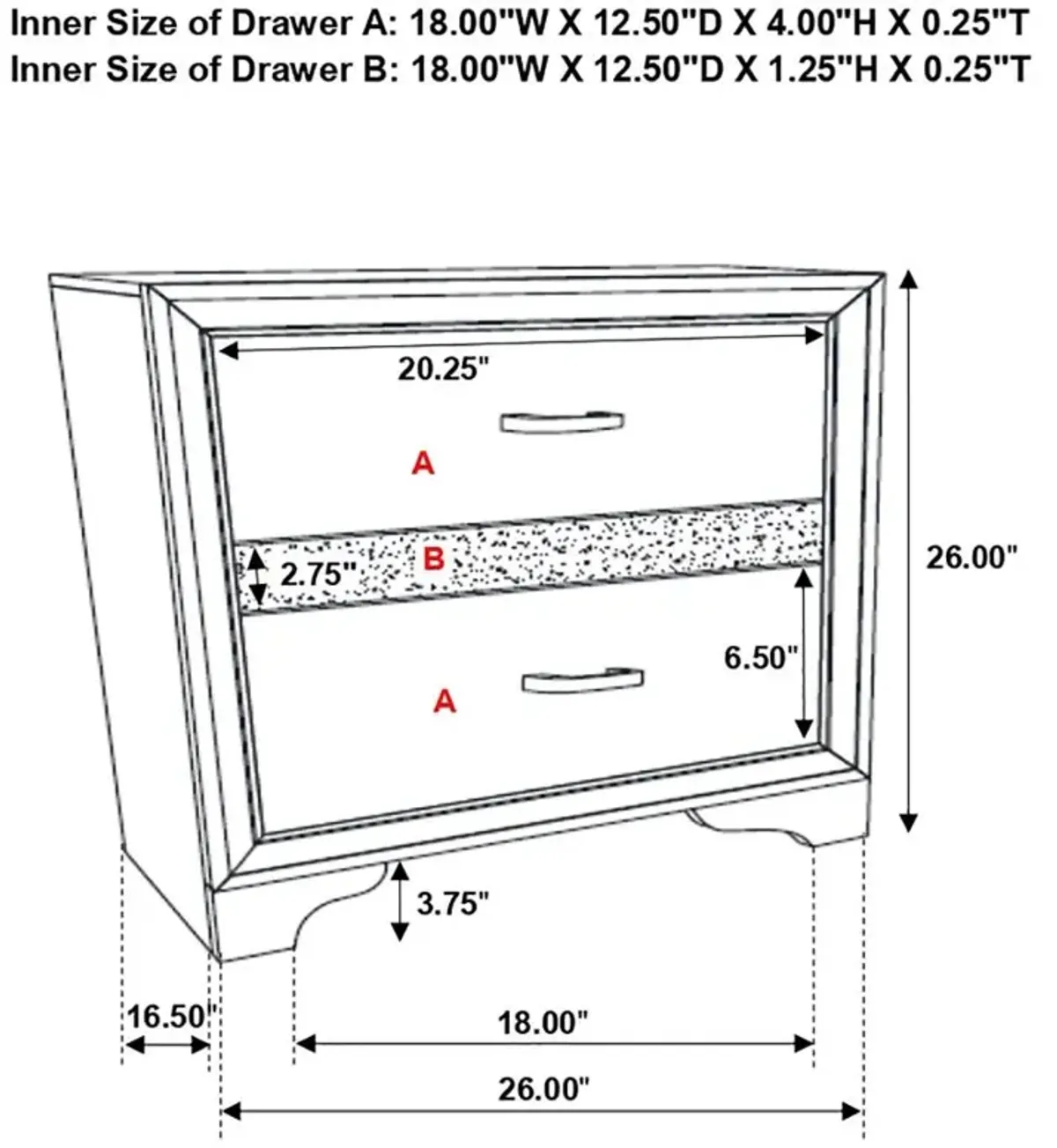 Miranda 2-drawer Nightstand Tray White