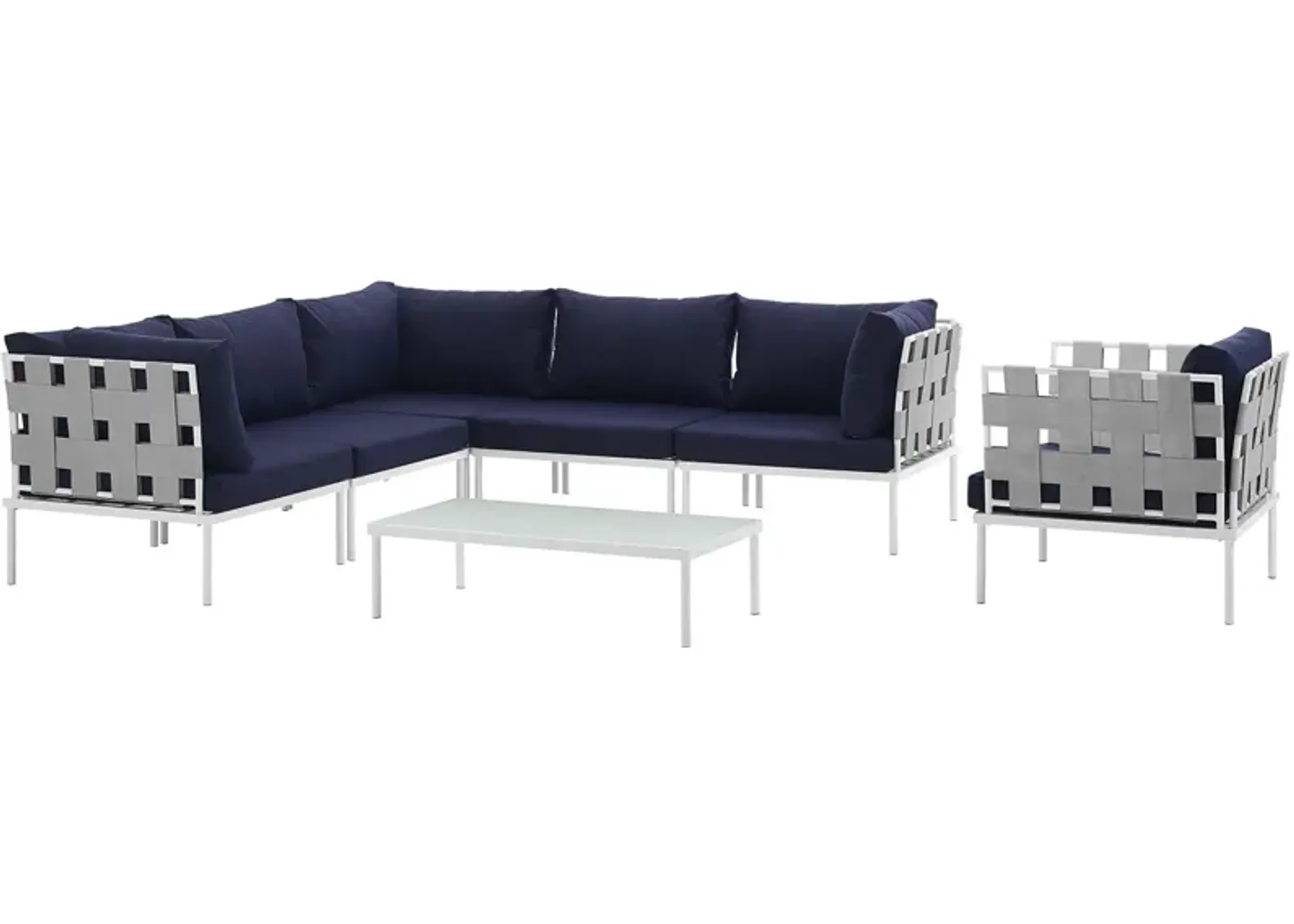 Harmony 7 Piece Outdoor Patio Aluminum Sectional Sofa Set