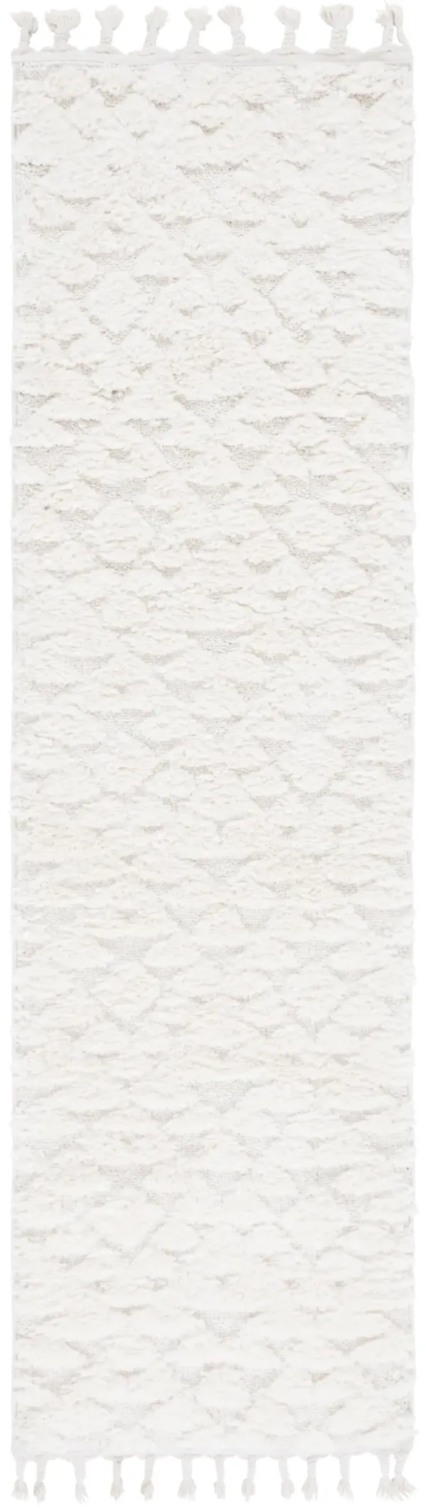 MOROCCAN TASSEL SHAG 688 IVORY 2'-3' x 8' Runner Rug