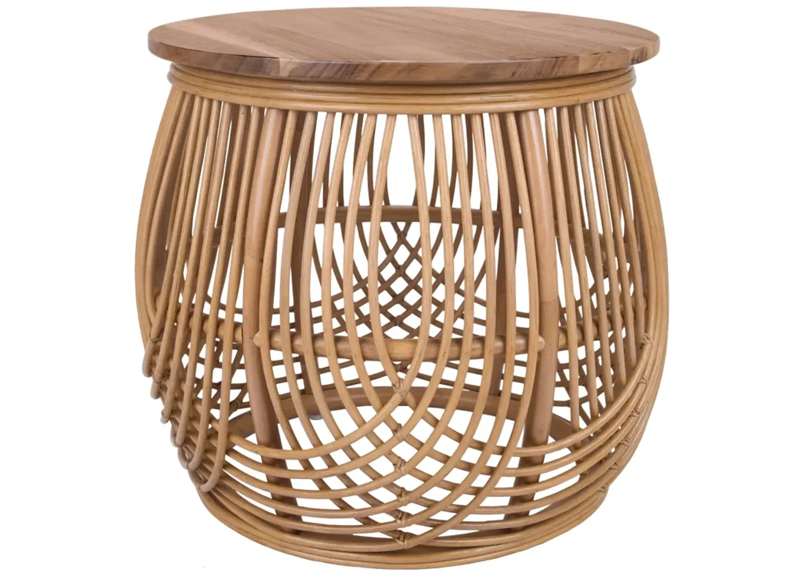 Arlo Rattan Side/ End Table w/ Wood Top, Honey 