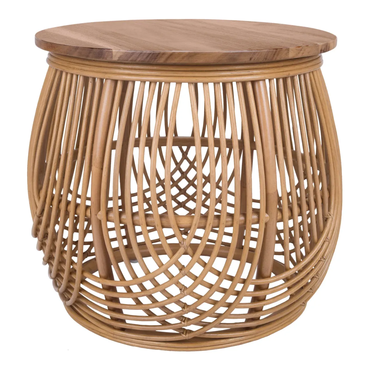 Arlo Rattan Side/ End Table w/ Wood Top, Honey 