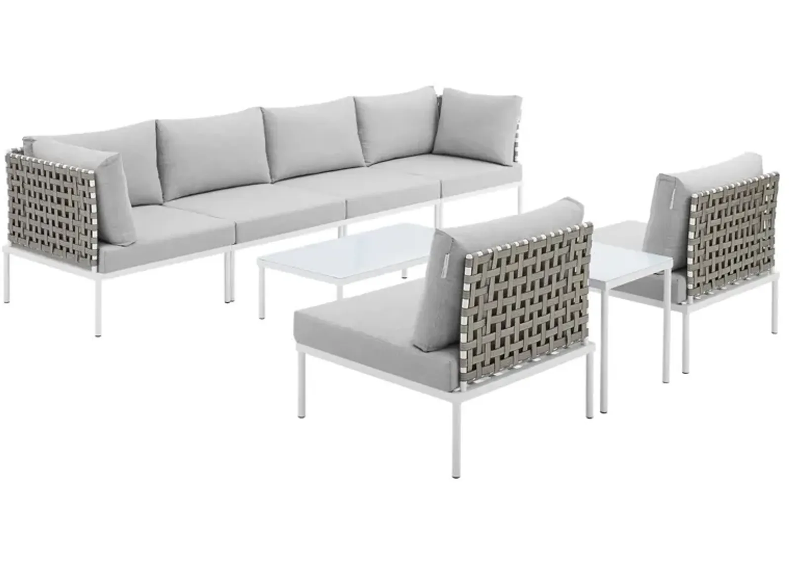 Harmony 8-Piece  Sunbrella® Basket Weave Outdoor Patio Aluminum Sectional Sofa Set