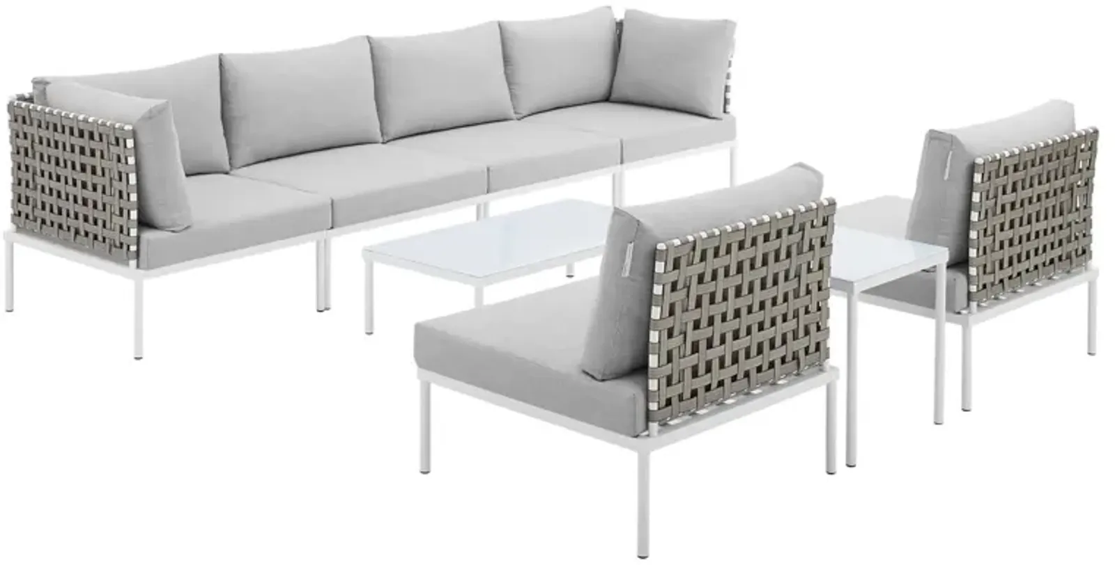 Harmony 8-Piece  Sunbrella® Basket Weave Outdoor Patio Aluminum Sectional Sofa Set