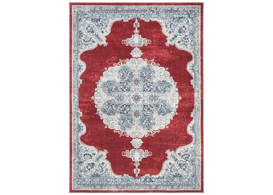 Brentwood 867 Red / Ivory 4' X 6' Small Rectangle Powerloomed Rug