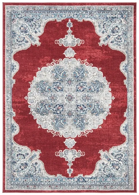 Brentwood 867 Red / Ivory 4' X 6' Small Rectangle Powerloomed Rug