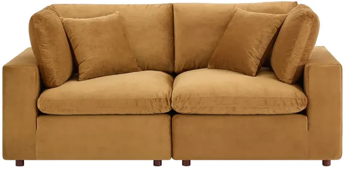 Commix Down Filled Overstuffed Performance Velvet Loveseat