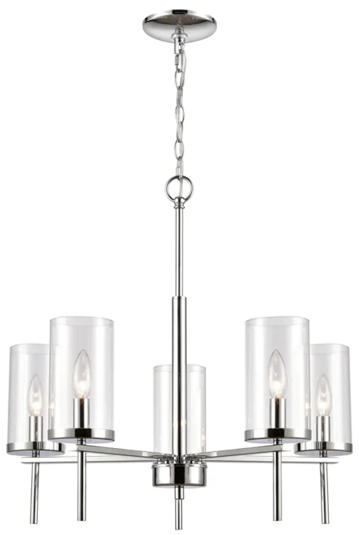 Oakland 25" Wide 5-Light Chandelier - Chrome