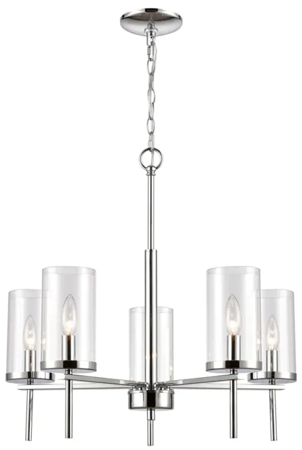 Oakland 25" Wide 5-Light Chandelier - Chrome