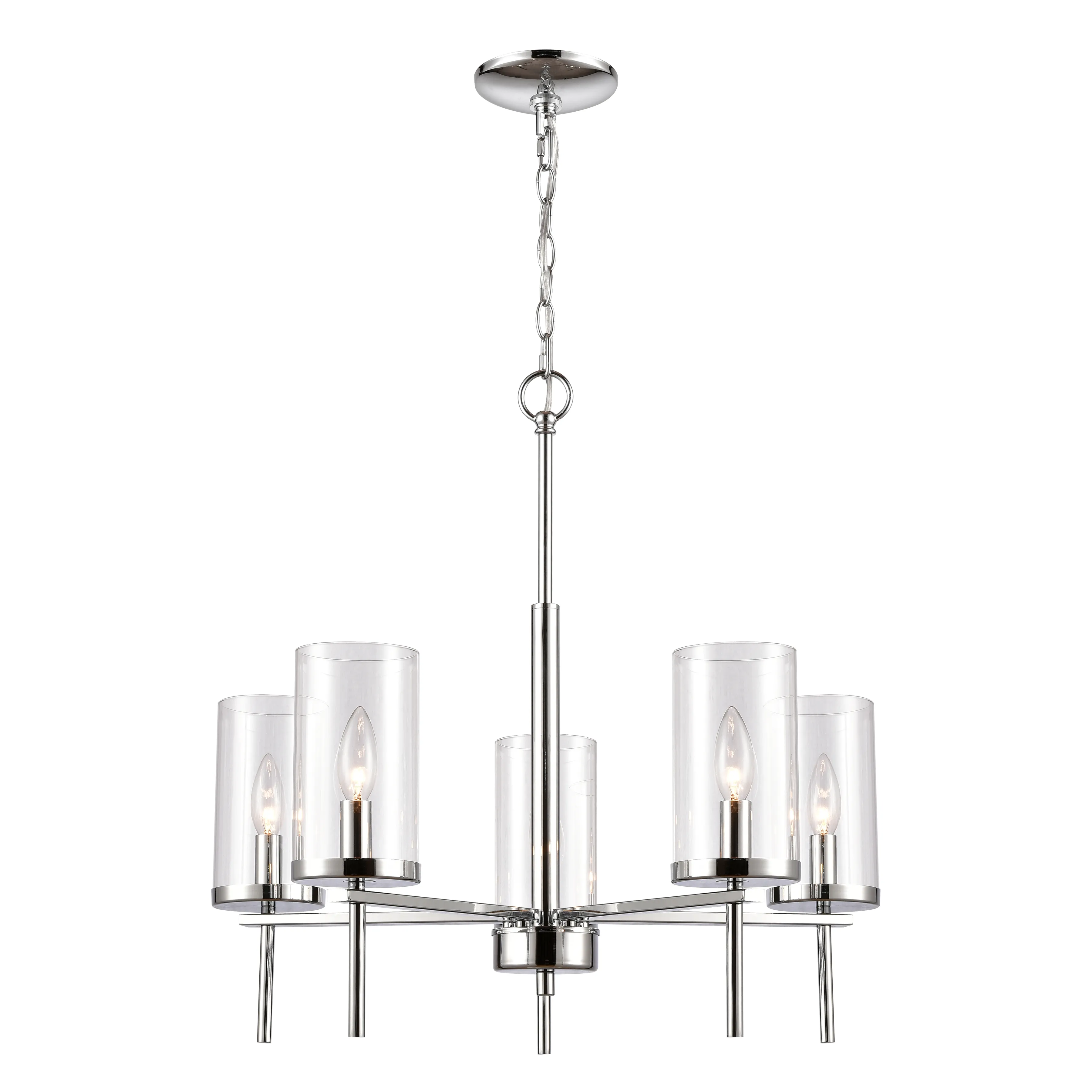 Oakland 25" Wide 5-Light Chandelier - Chrome