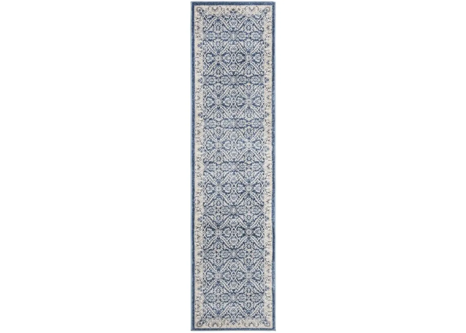 Brentwood 863 Navy / Creme 2' X 14' Runner Powerloomed Rug