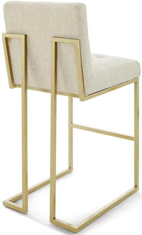 Privy Gold Stainless Steel Upholstered Fabric Bar Stool