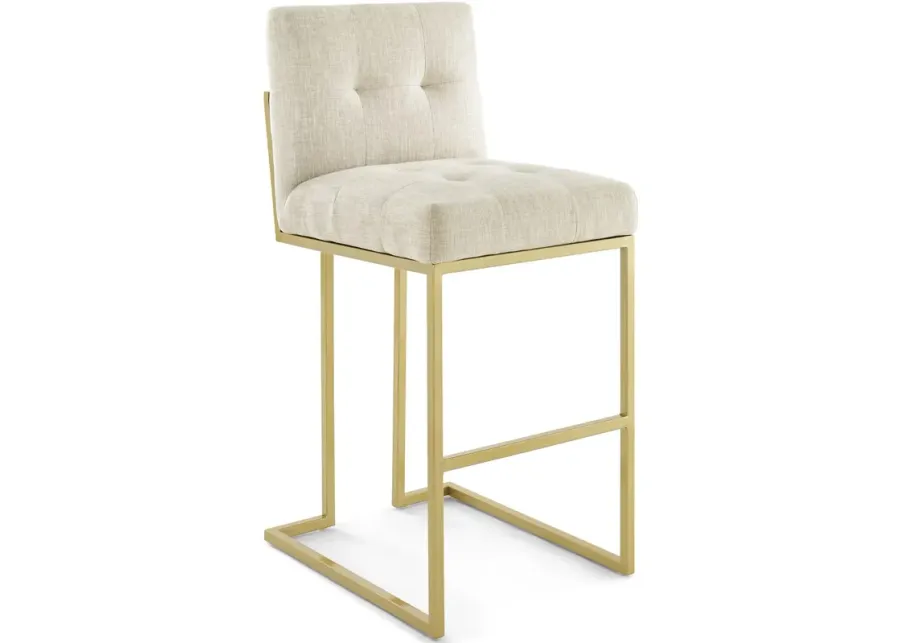 Privy Gold Stainless Steel Upholstered Fabric Bar Stool