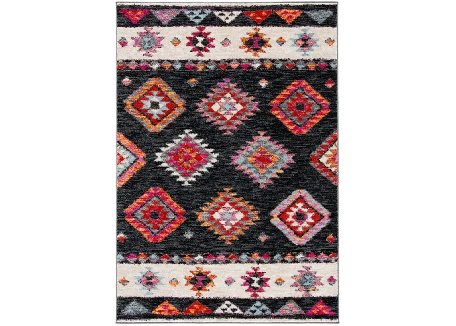 ADIRONDACK Contemporary Black / Red 3' X 5' Powerloomed Rug