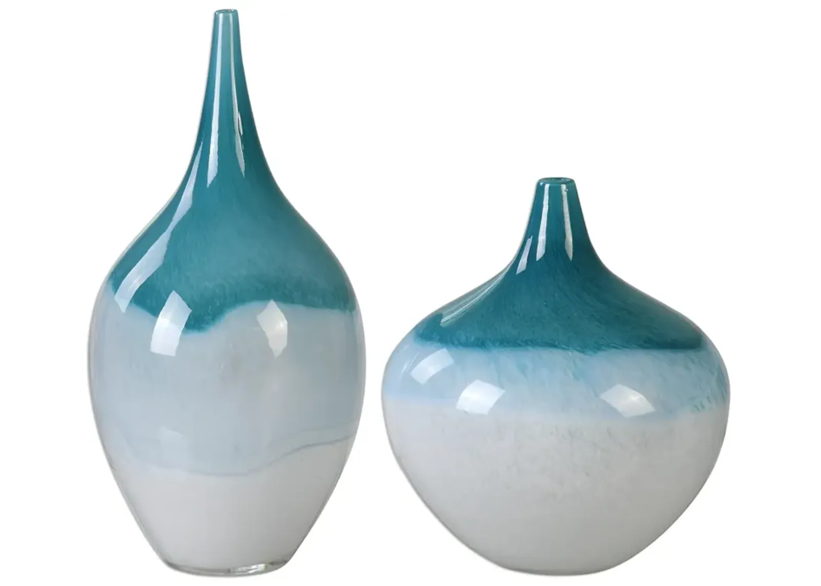 Carla Teal White Vases, S/2