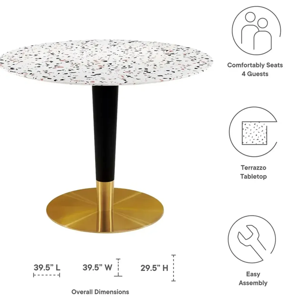 Zinque 40" Round Terrazzo Dining Table