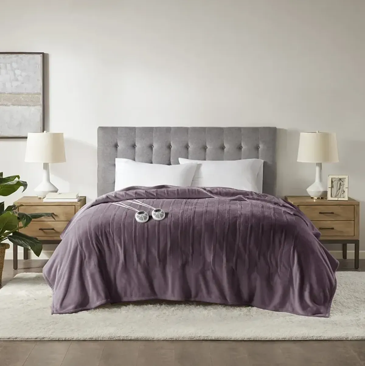 Serta Plush Heated Purple Blanket