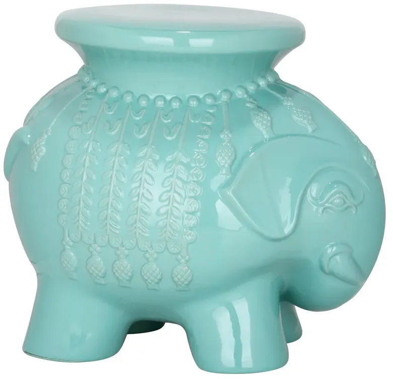 Robin's Egg Blue Ceramic Elephant Stool