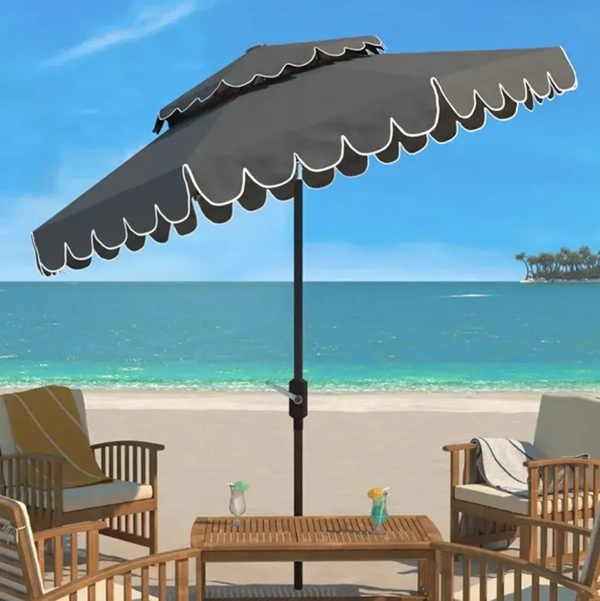 VENICE 9FT RND DOUBLE TOP CRANK UMBRELLA