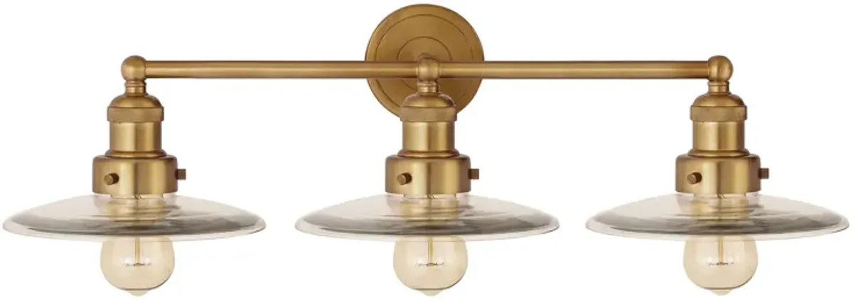 English Pub 28" Wide 3-Light Vanity Light - Satin Brass