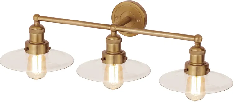 English Pub 28" Wide 3-Light Vanity Light - Satin Brass