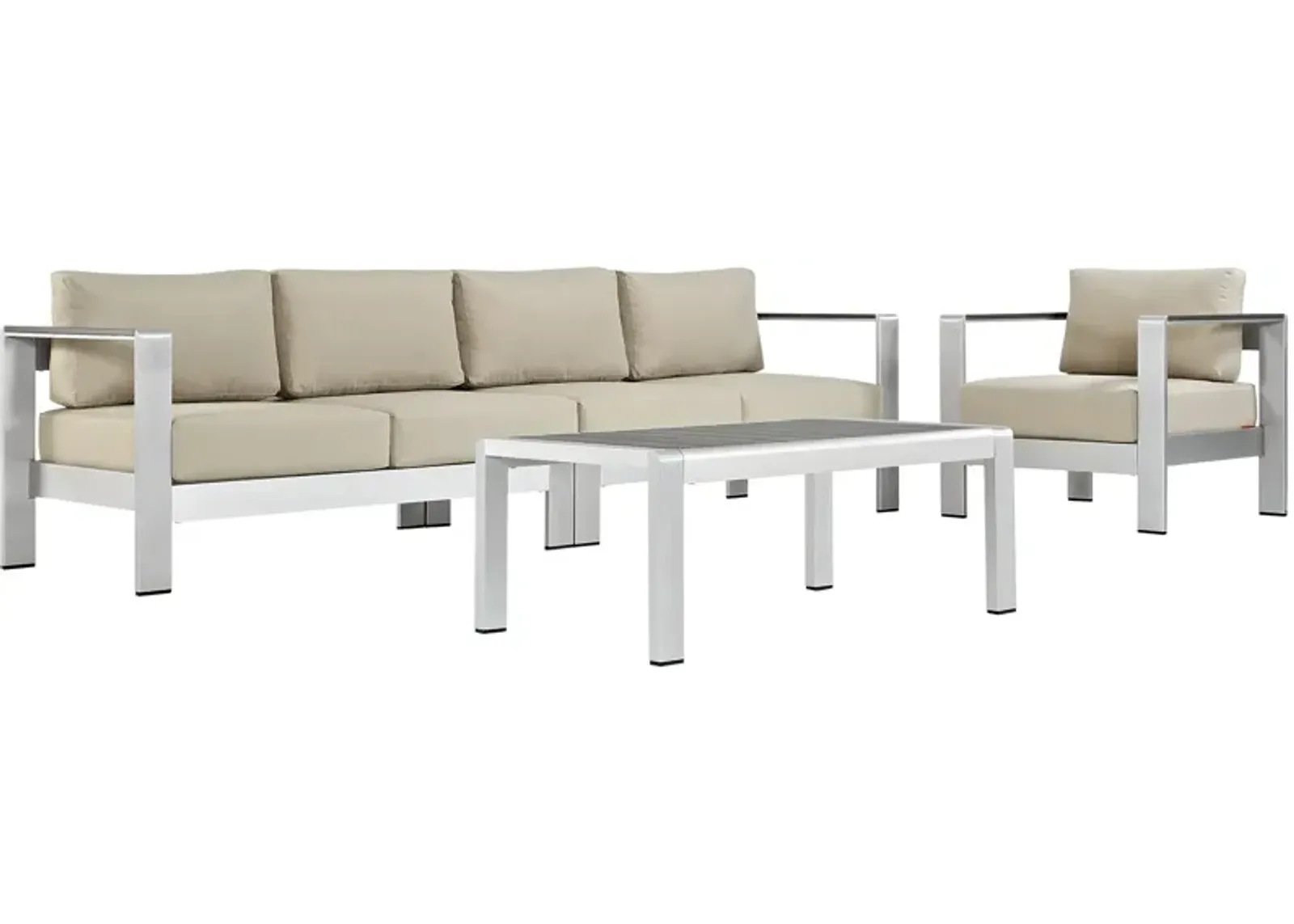 Shore 4 Piece Outdoor Patio Aluminum Sectional Sofa Set