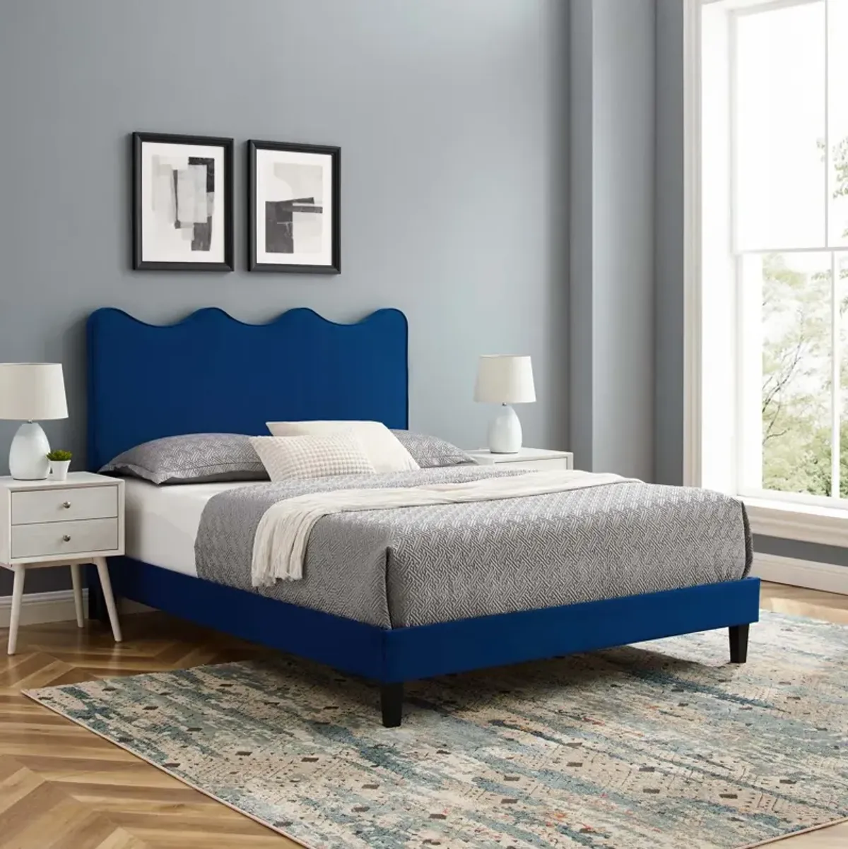 Current Performance Velvet King Platform Bed