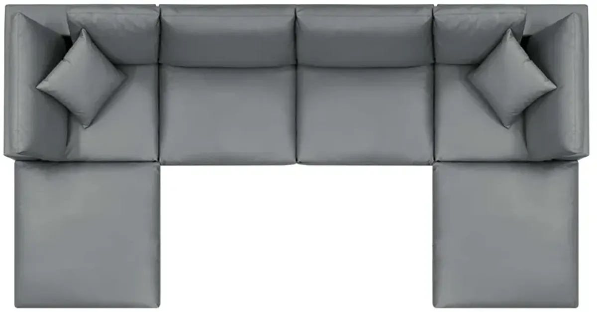 Commix Down Filled Overstuffed Vegan Leather 6-Piece Sectional Sofa