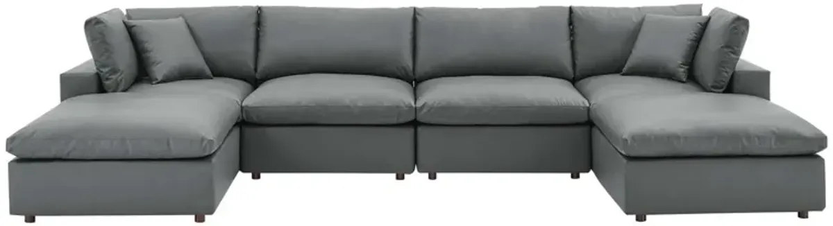 Commix Down Filled Overstuffed Vegan Leather 6-Piece Sectional Sofa