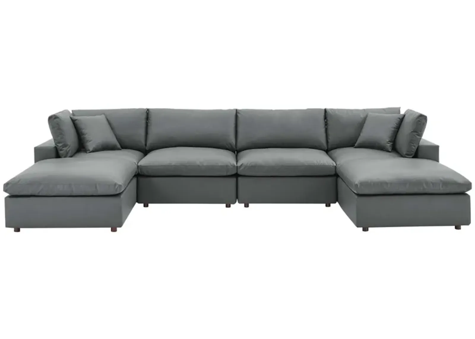 Commix Down Filled Overstuffed Vegan Leather 6-Piece Sectional Sofa