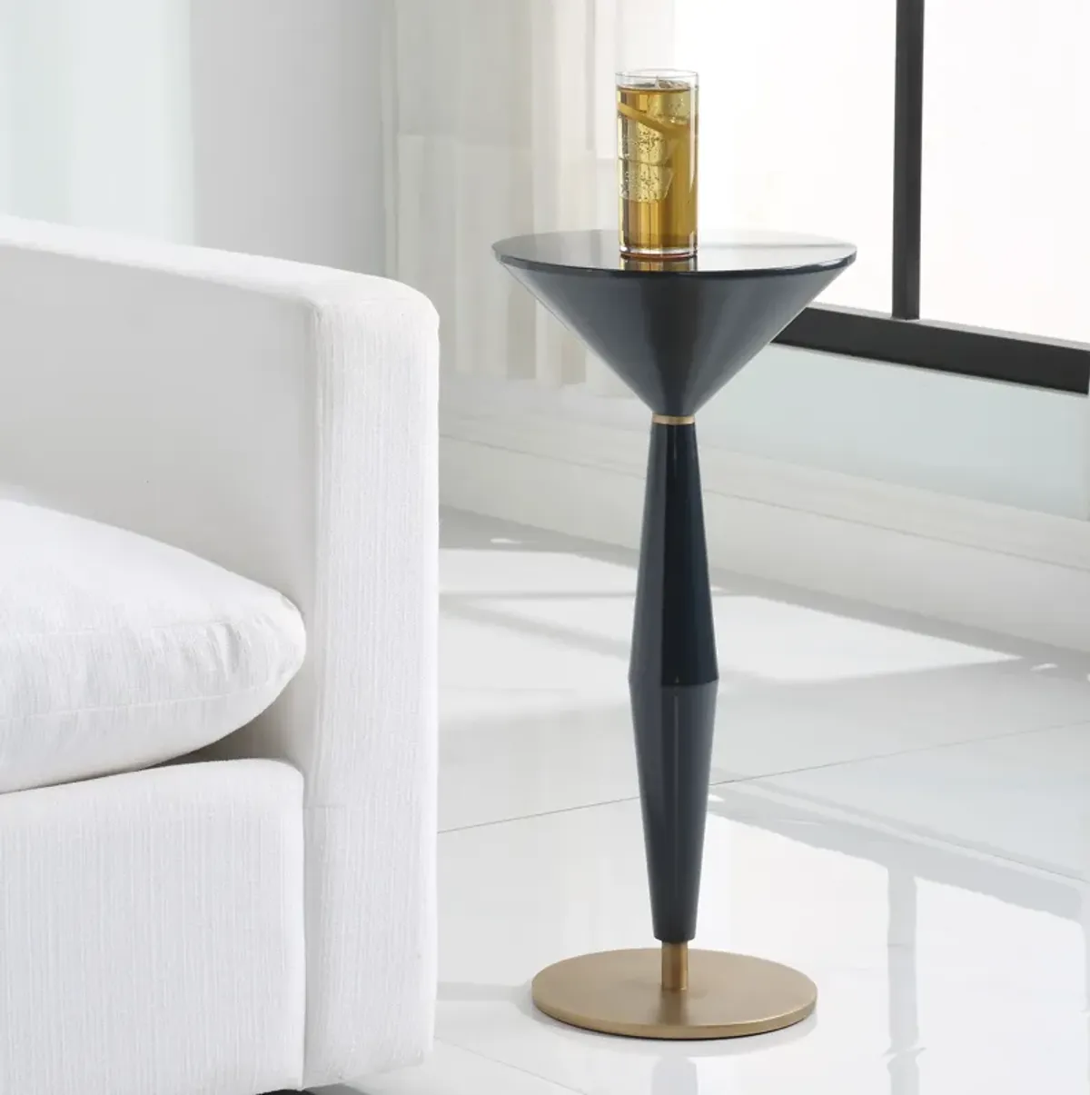 Luster Navy Blue Accent Table