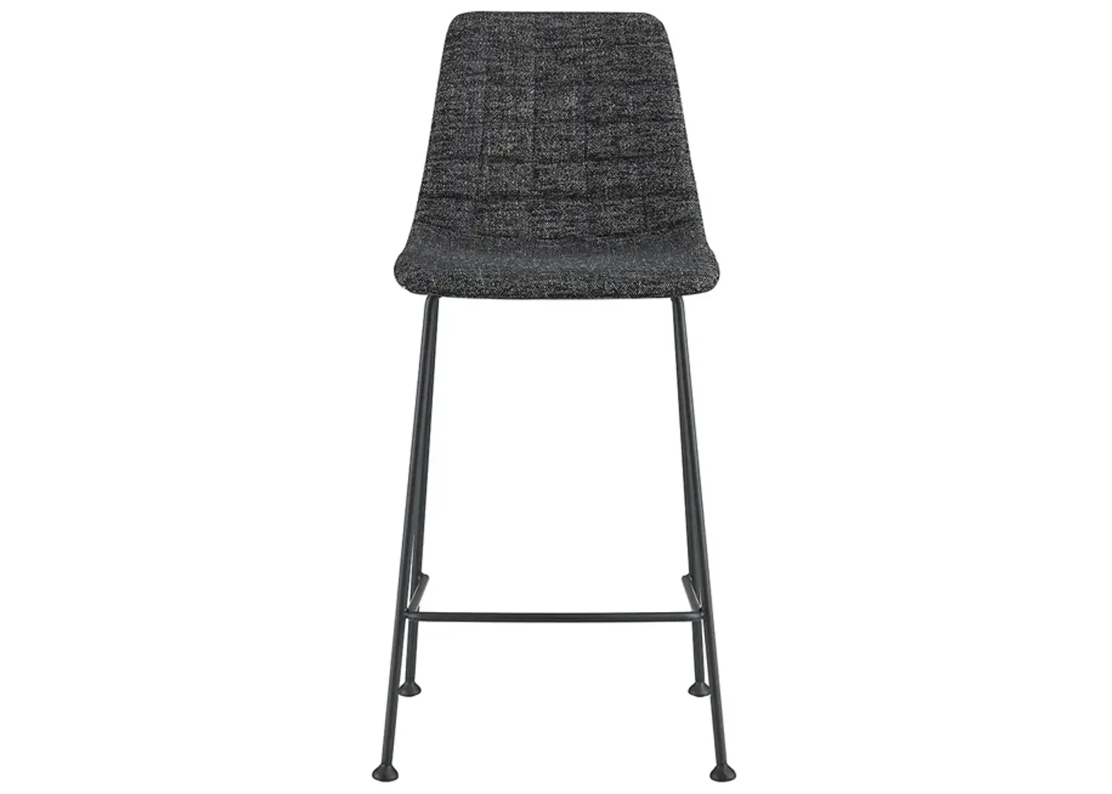 Elma-C Counter Stool In Black Fabric with Matte Black Frame and Legs - Set Of 2