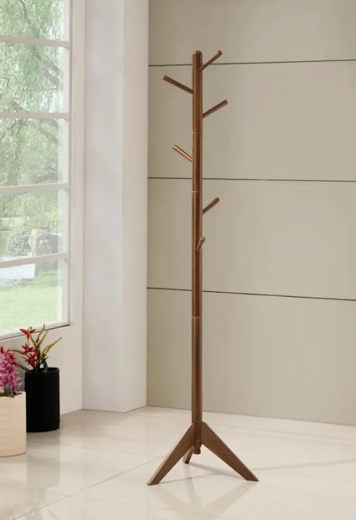 Abbott Coat Rack with 6 Hooks Walnut