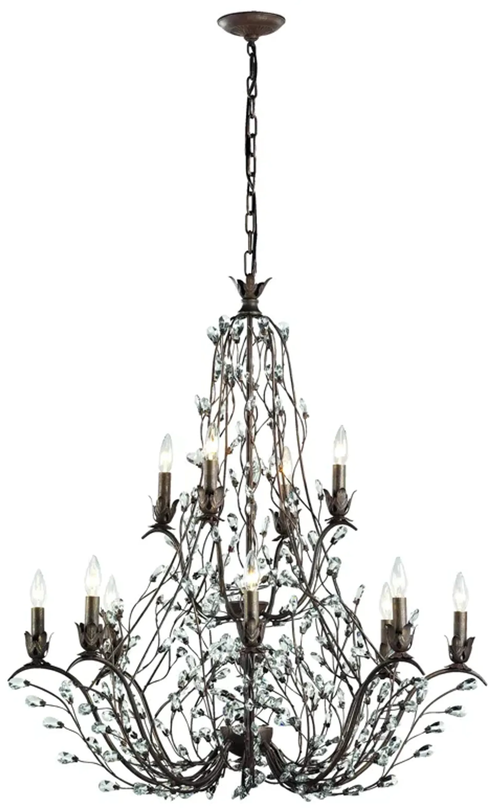 Sagemore 37" Wide 12-Light Chandelier - Bronzed Rust