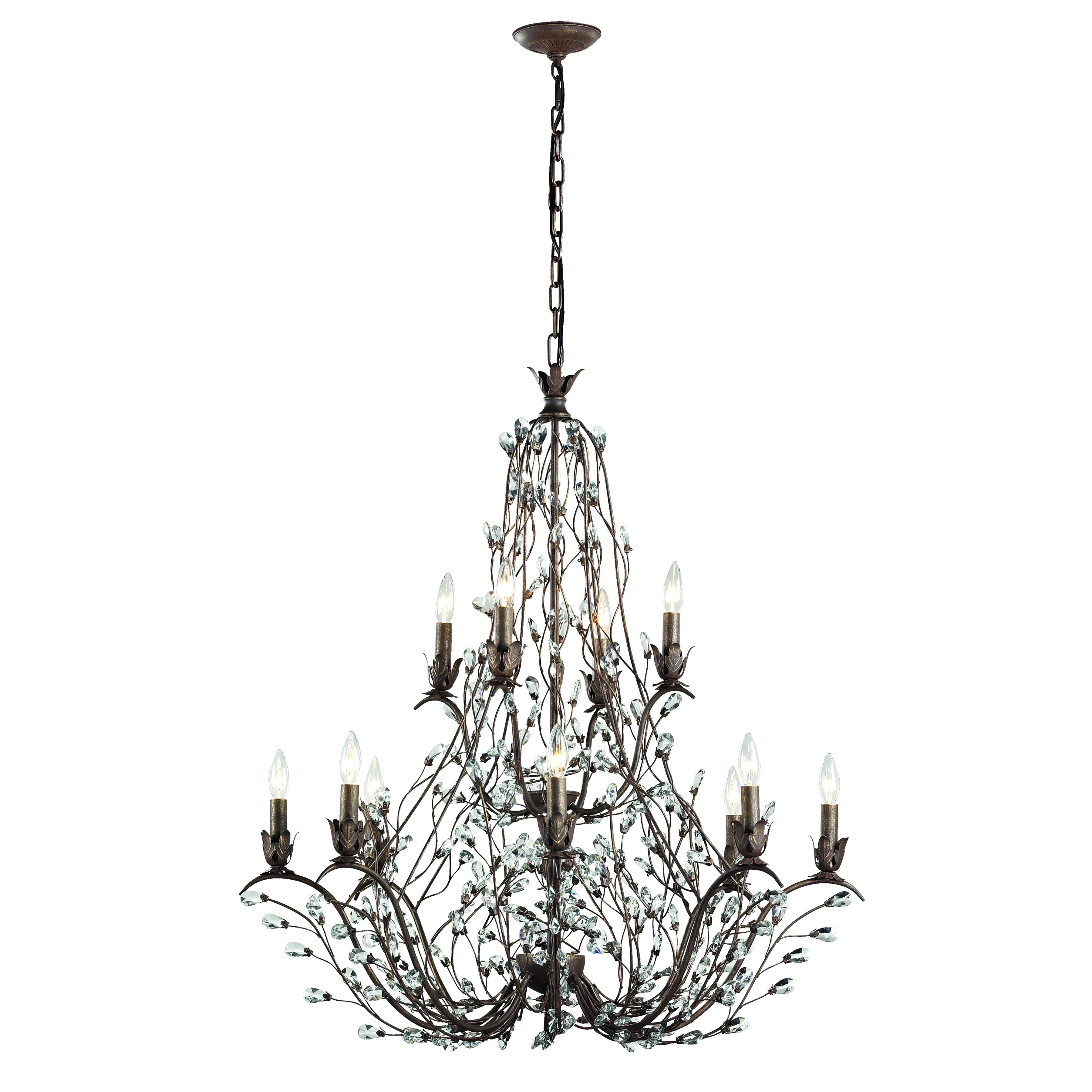 Sagemore 37" Wide 12-Light Chandelier - Bronzed Rust